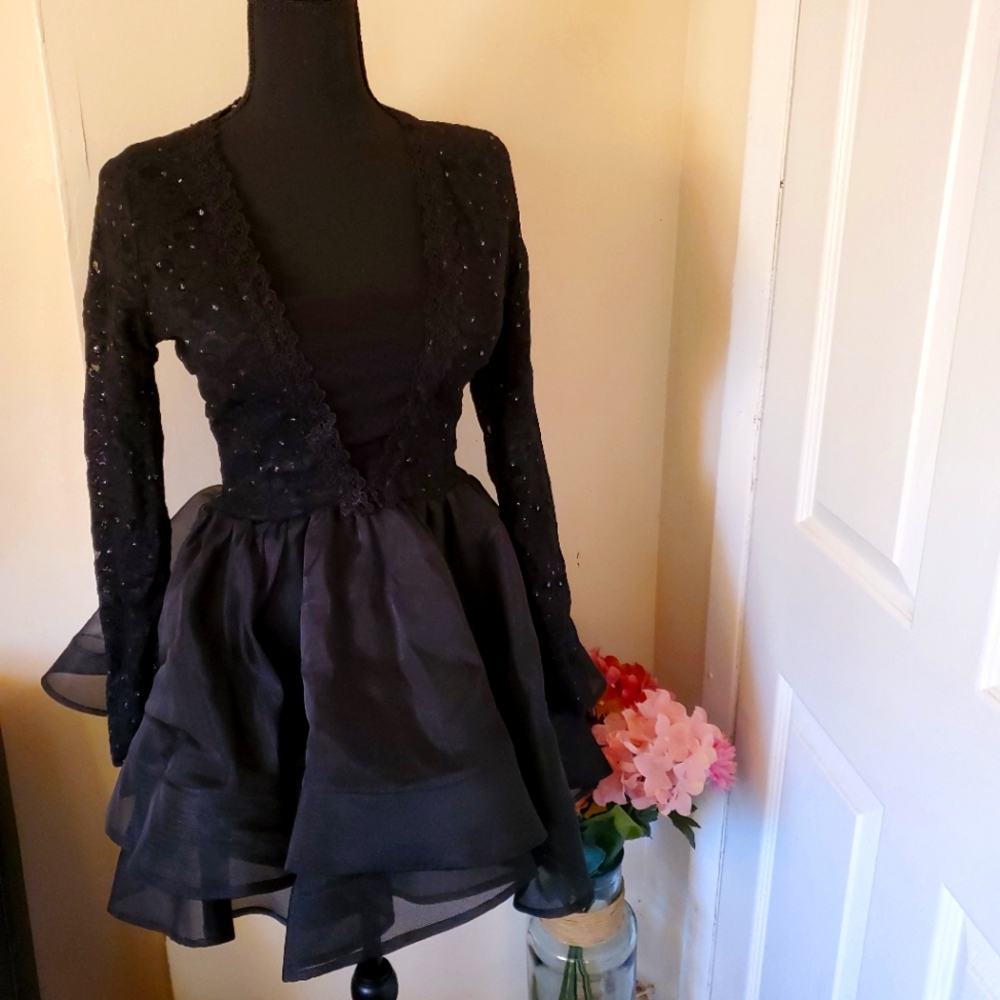 Black flare custome made dress